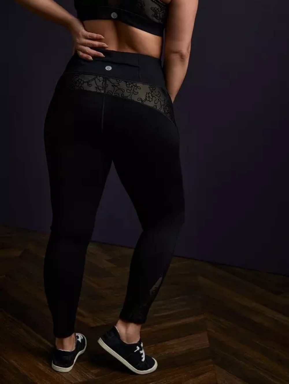 torrid Black Active Leggings with Floral Printed ...size:3 - Picture 2 of 13